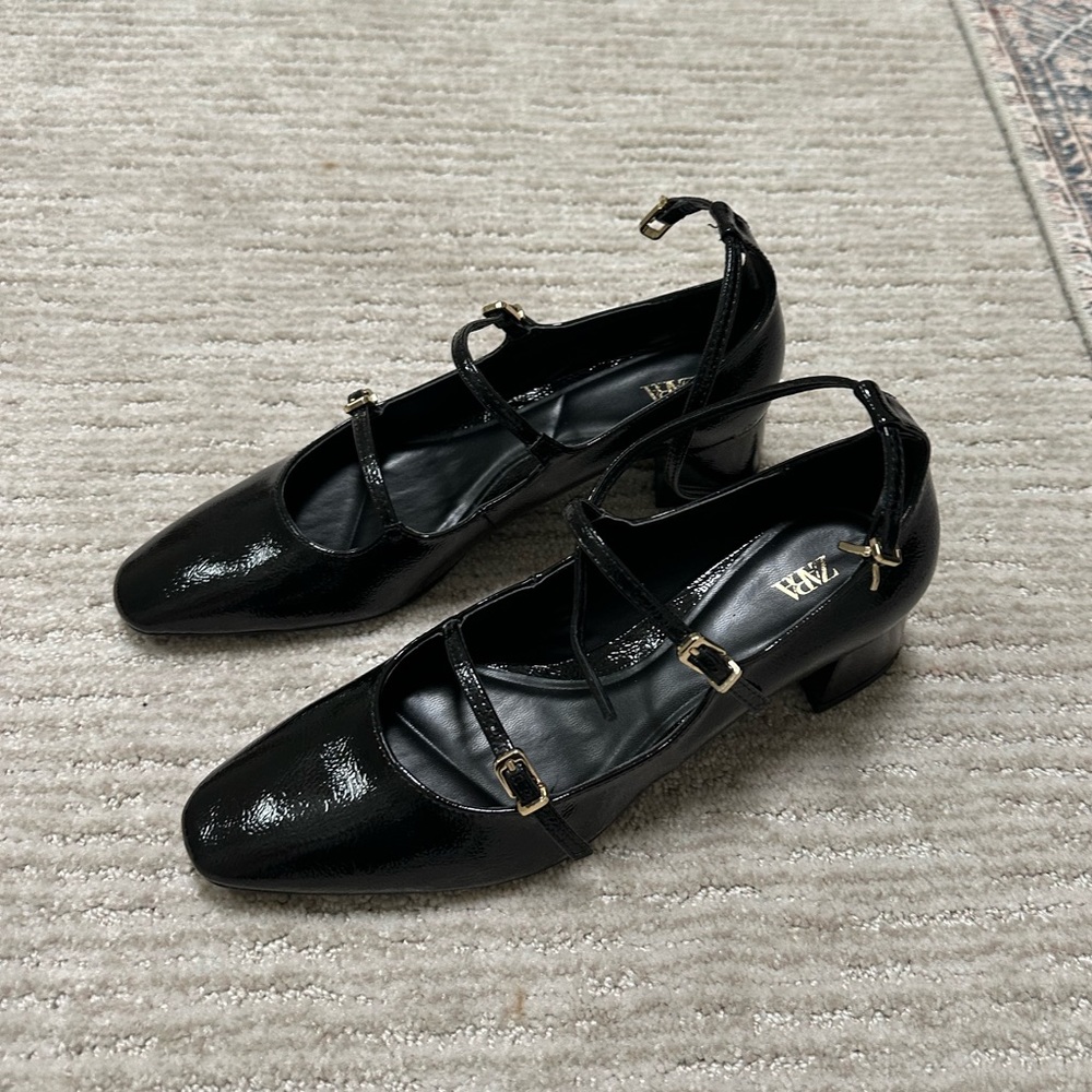 Zara Patent Mary Jane Block Heels